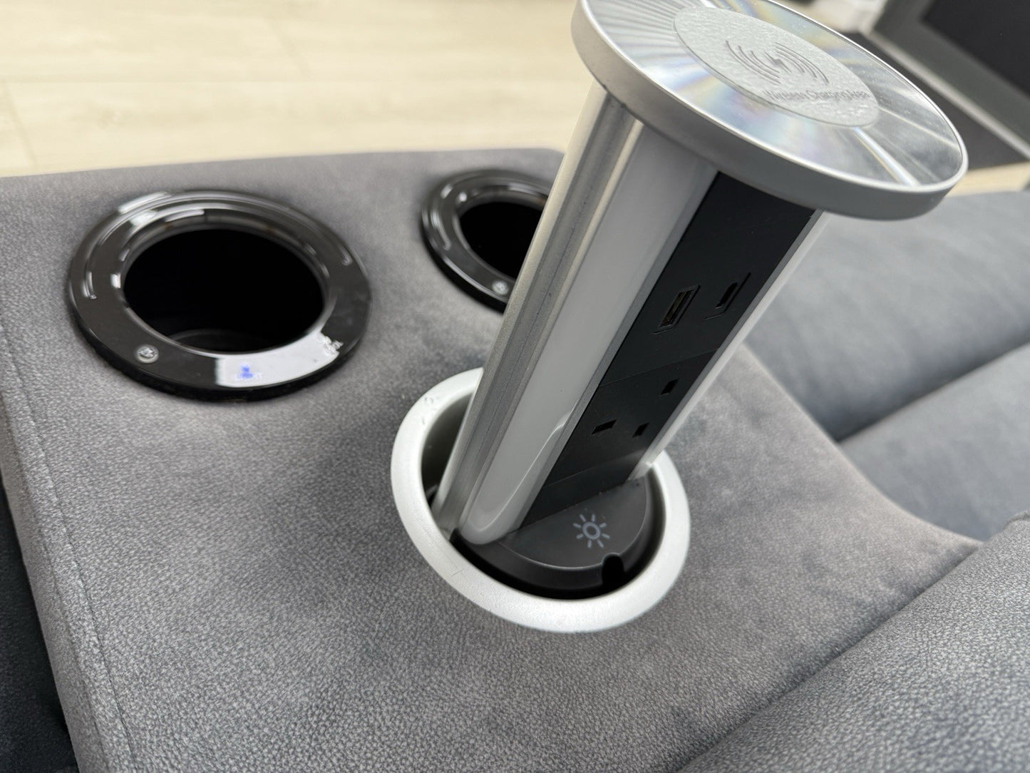 Sofology Renato 2.5 Seater Sofa Recliner Console Unit In Flecked Charcoal