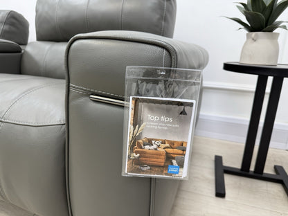 Furniture Village Homestage 3 Seater Power Recliner Media Sofa In Grey Leather