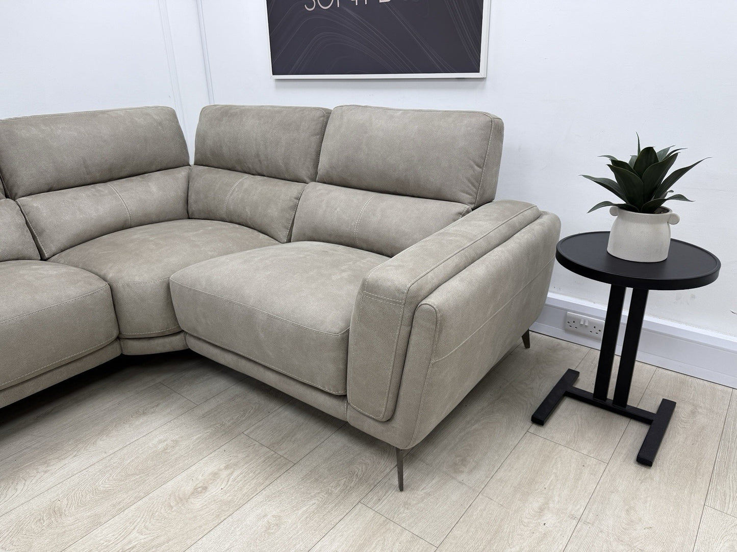 DFS San Mateo Power Recliner Corner Sofa In Arizona Stone Fabric