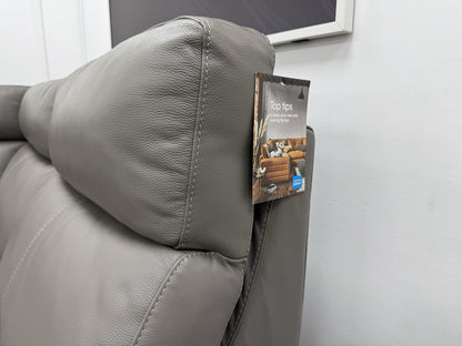 Furniture Village Contempo Power Recliner Corner Sofa &amp; Footstool Grey Leather