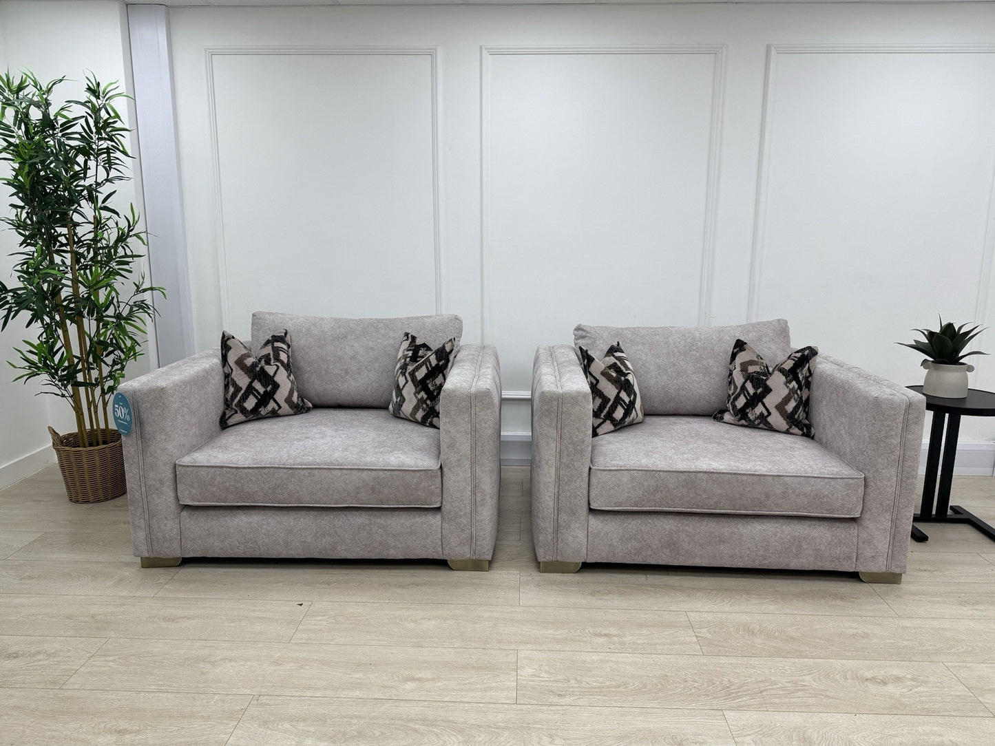 Sofology Titan Fabric Loveseat Full Back in Marina Stone/Stone Mix