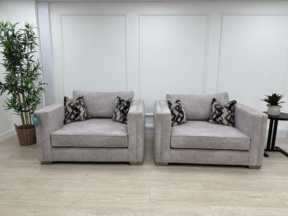 Sofology Titan Fabric Loveseat Full Back in Marina Stone/Stone Mix