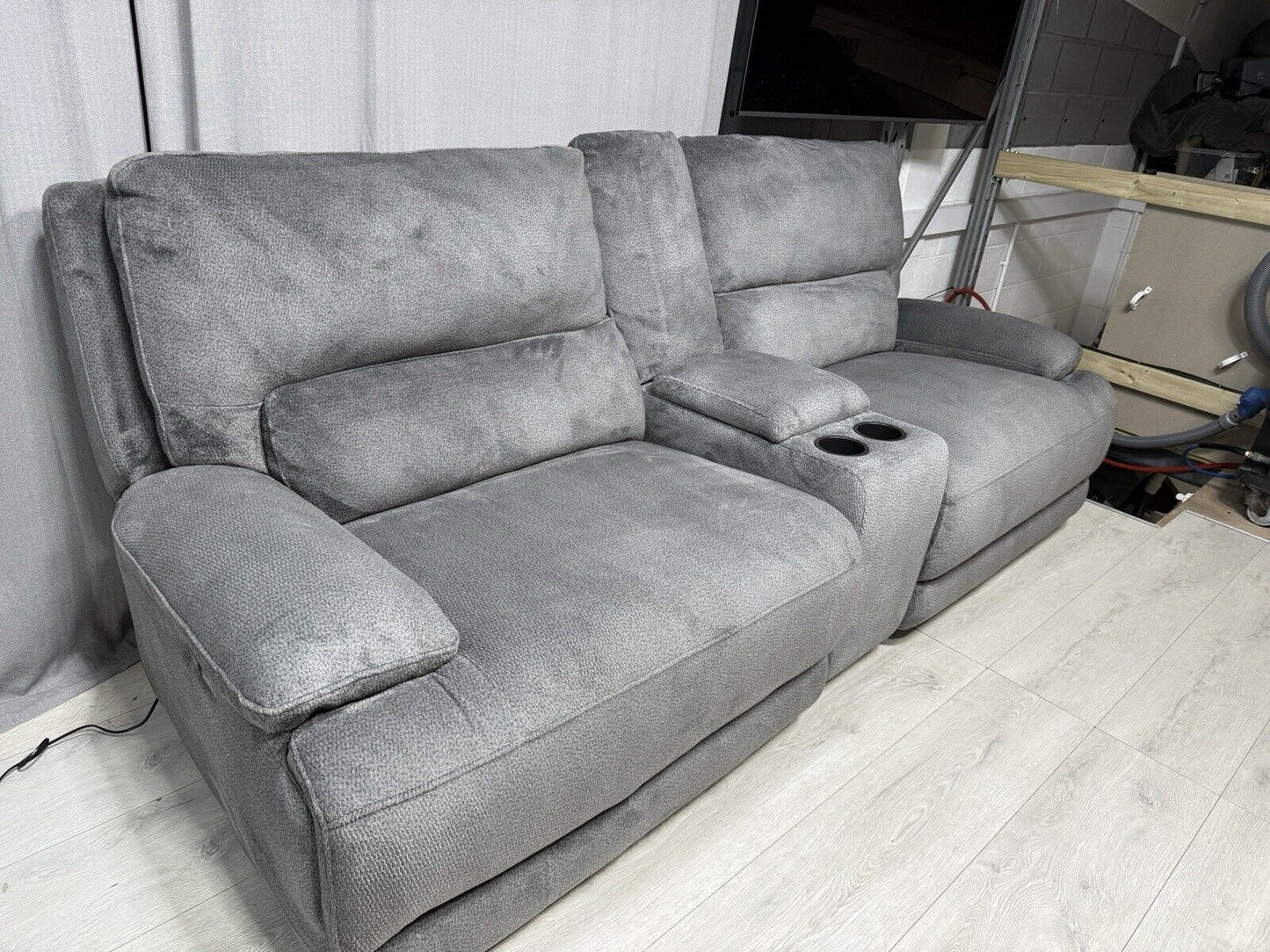 DFS Mallow Express 3 Seater Power Recliner Sofa Set & Console Unit X2 RRP £2796