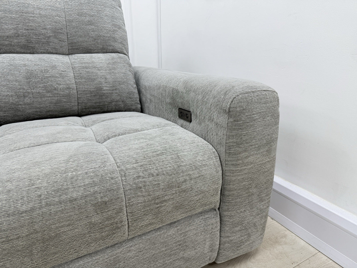 DFS Steller Motion Recliner L Shape Sofa In Mist Grey