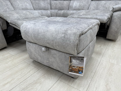 Furniture Village Moreno Power Recliner Corner Sofa & Footstool In Grey