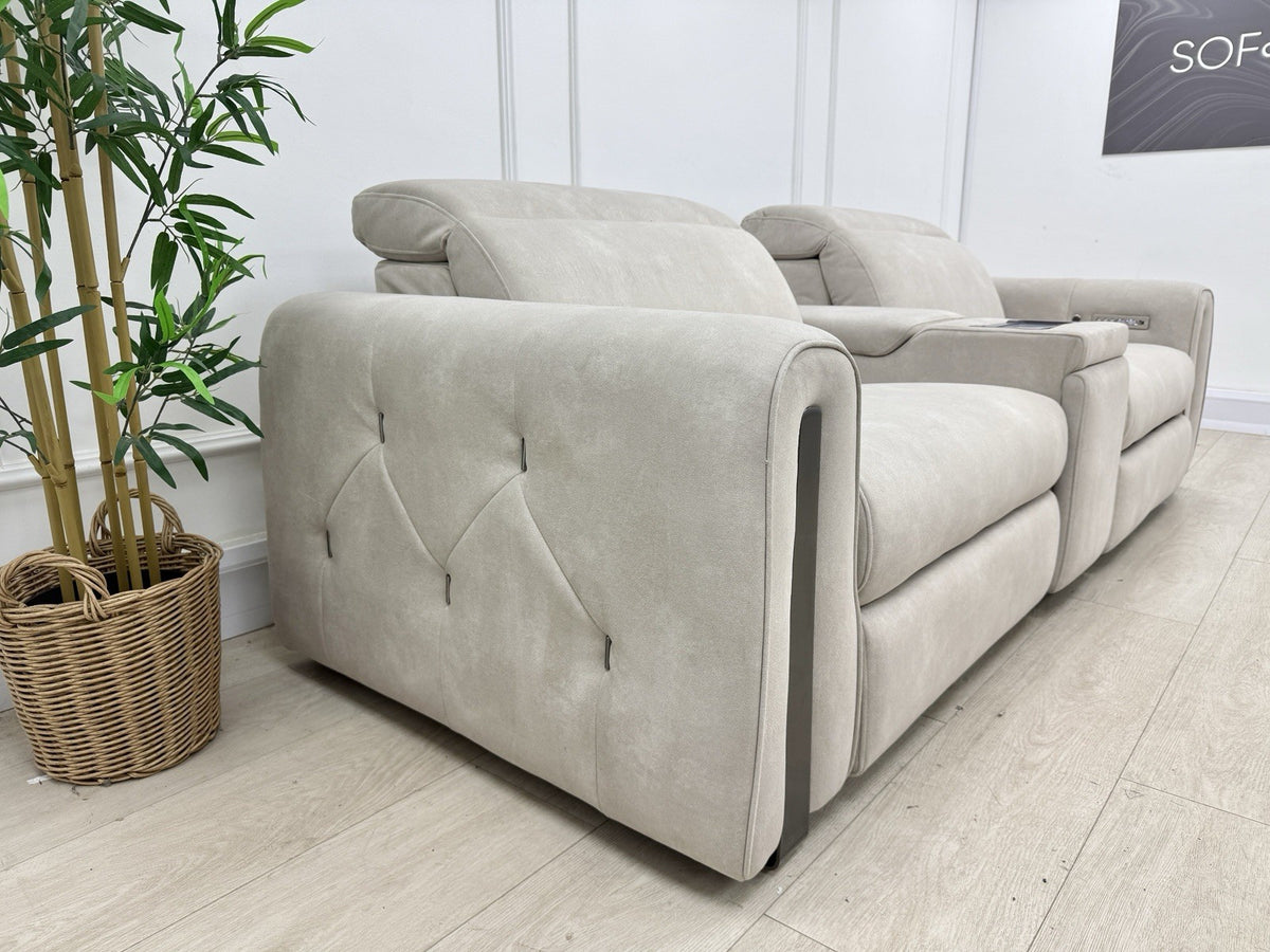 Sofology Kingsbridge Power Recliner/Heated/Headrest 3 Seater Sofa In Ivory