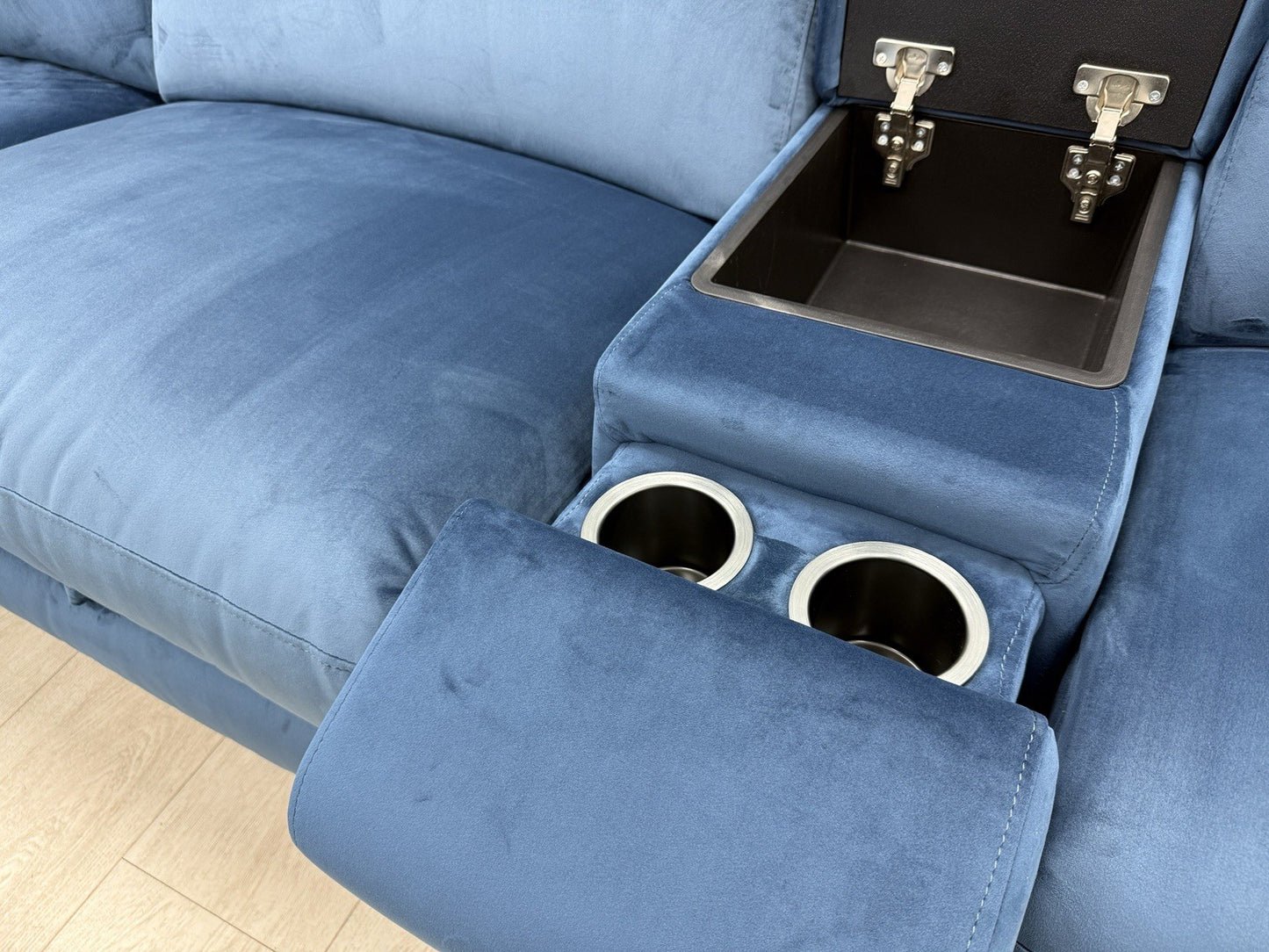 DFS Wander Velvet Power Recliner 3 Corner Sofa Bed 2 In Navy Blue