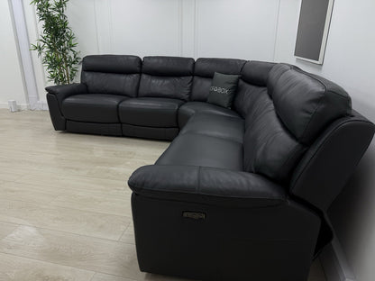 DFS Ronan Leather 4x Power Recliner Corner Sofa In Grey