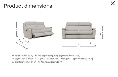 G Plan Thornbury 3 Seater Leather Power Recliner Sofa With Headrest & Lumbar