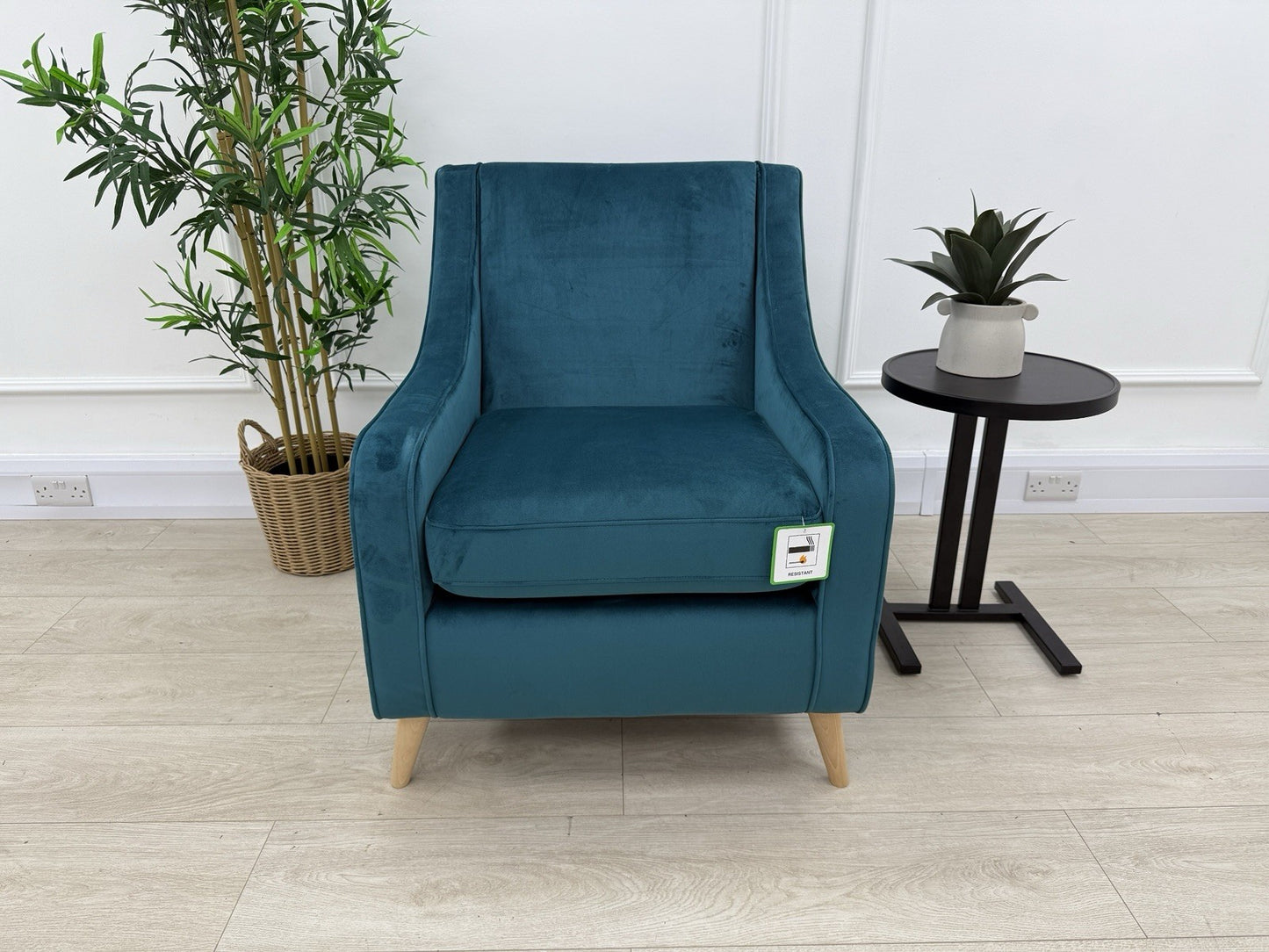 DFS Kian Velvet Accent Chair In Teal