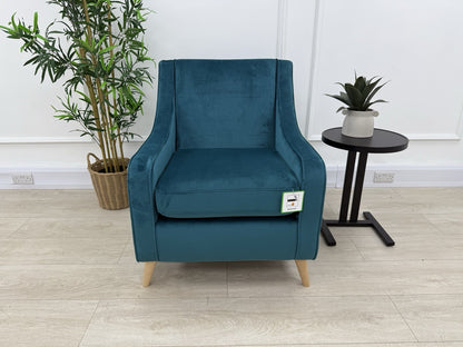 DFS Kian Velvet Accent Chair In Teal
