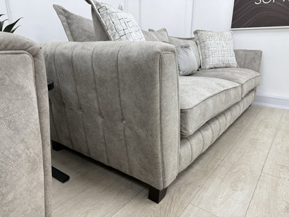 DFS Cherished Grande 4 Seater Sofa & Armchair Set In Oatmeal Self Piped