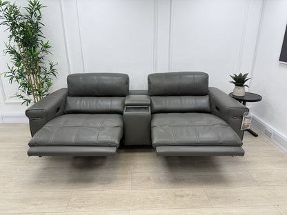 Furniture Village Homestage 3 Seater Power Recliner Media Sofa In Grey Leather