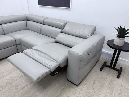 Natuzzi Click Modular Power Recliner Corner Sofa In Grey Leather