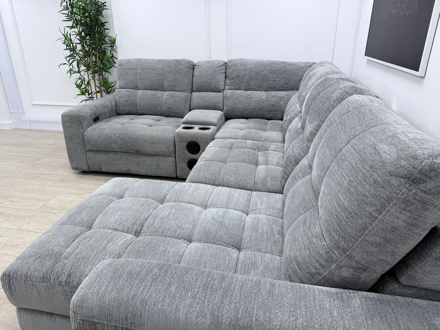 DFS Steller Power Recliner Corner Sofa In Mist Grey