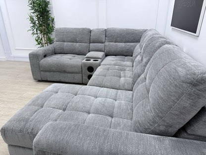 DFS Steller Power Recliner Corner Sofa In Mist Grey