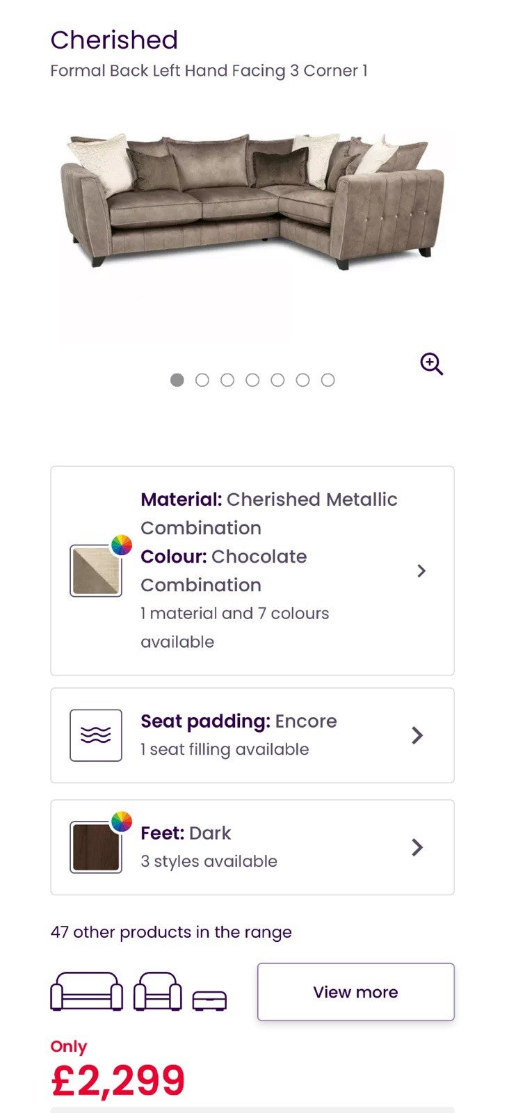 DFS Cherished Corner Sofa In Chocolate LHF