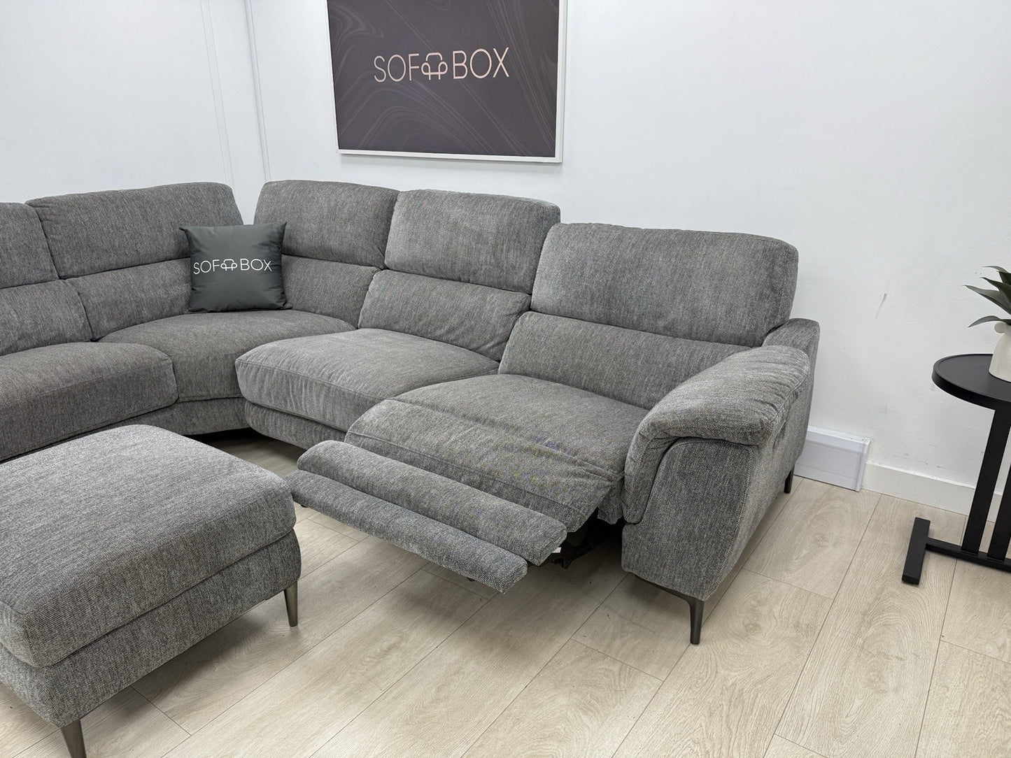 DFS Soren Power Recliner Corner Sofa & Footstool In Charcoal