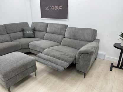 DFS Soren Power Recliner Corner Sofa & Footstool In Charcoal