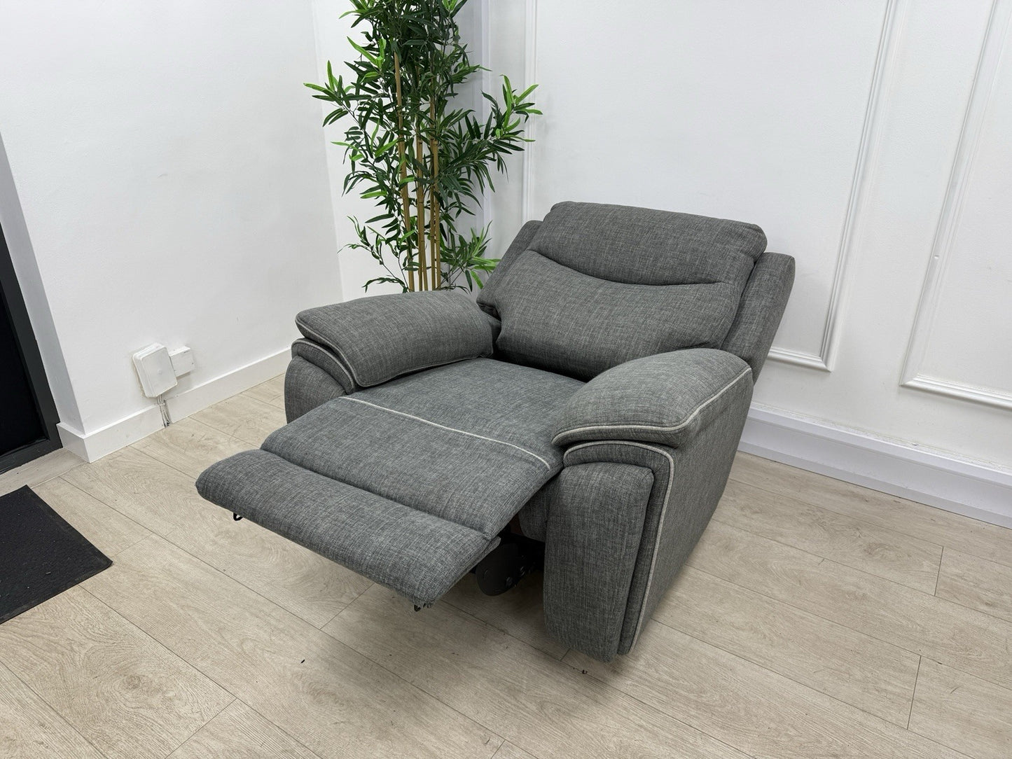 DFS Trek Power Recliner Chair In Charcoal Fabric