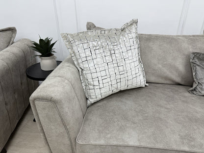 DFS Cherished Grande 4 Seater Sofa & Armchair Set In Oatmeal Self Piped