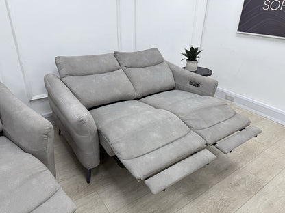 Sofology Renato Power Recliner 2 Seater Sofa & Chair Set In Stone Fabric