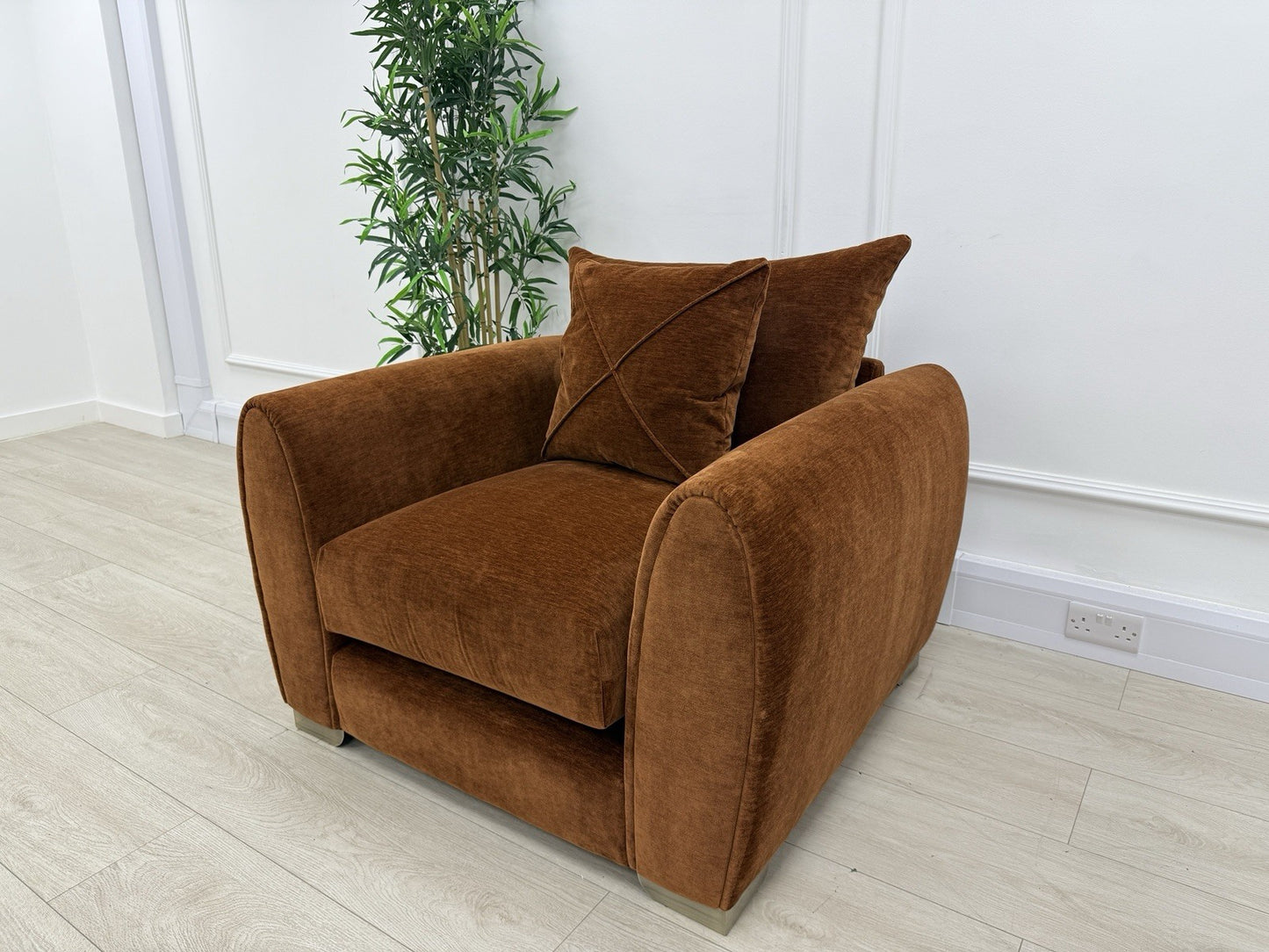 Sofology Hourglass Fabric Chair in Rust/Stone Mix