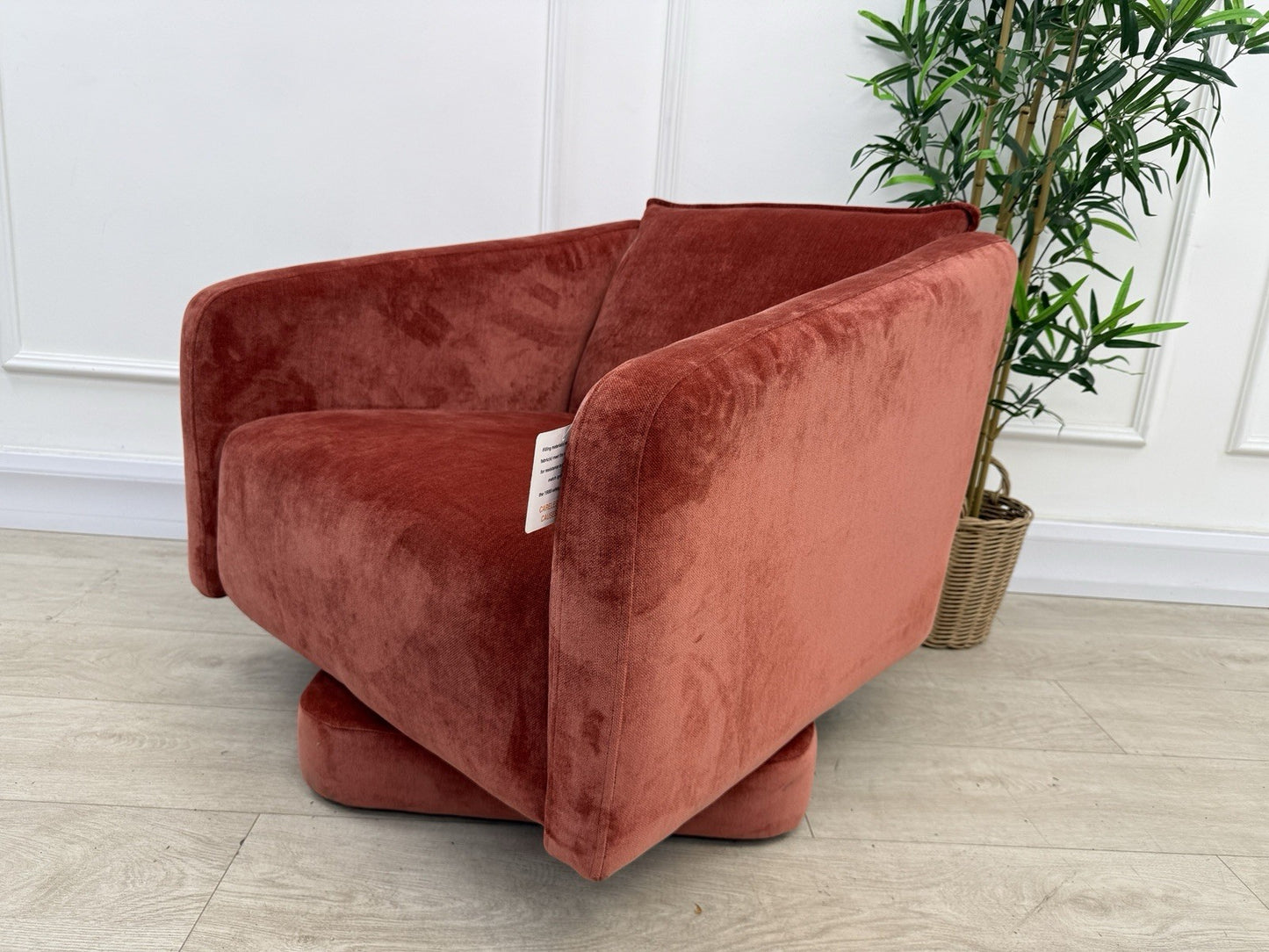 DFS French Connection Molten Swivel Accent Chair In Henna Fabric