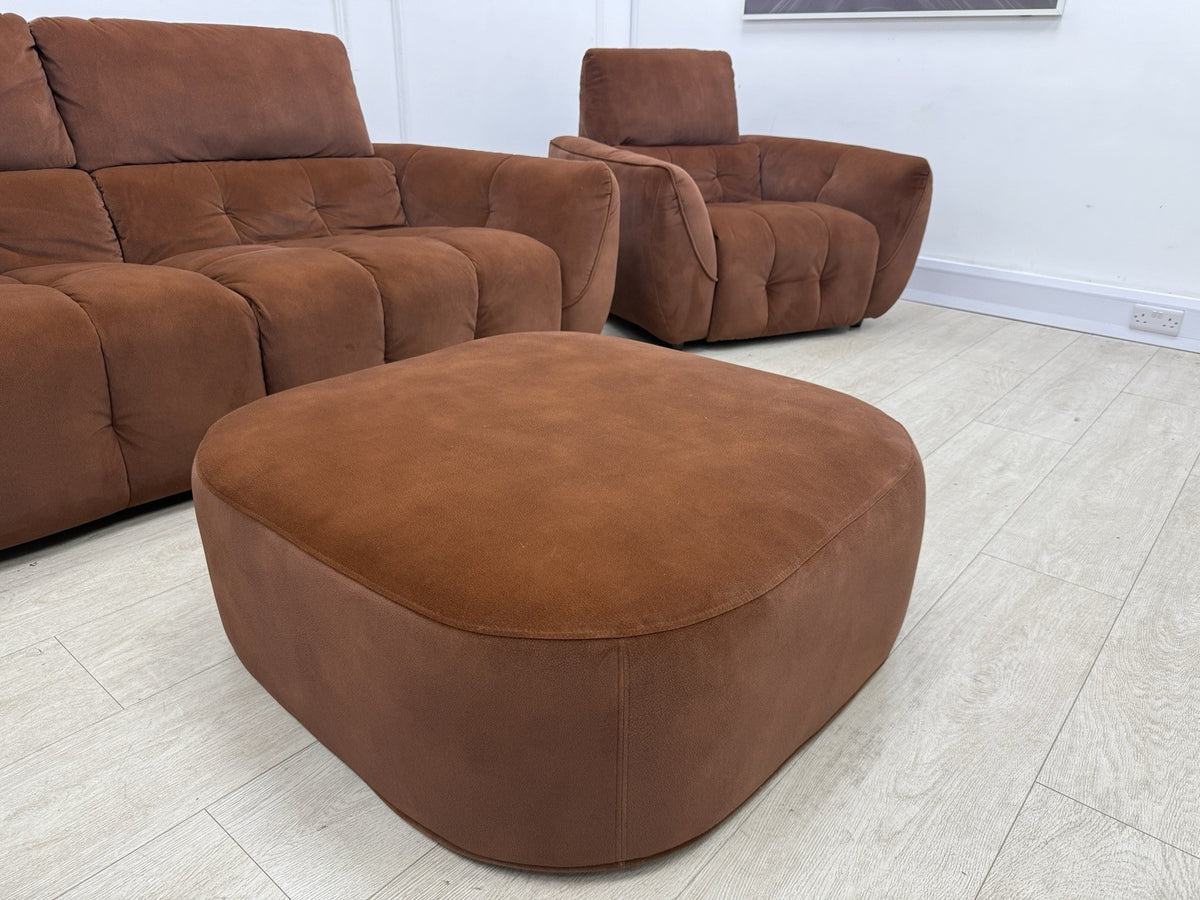 DFS Elektra Power Recliner Sofa, Armchair & Footstool Set In Burnt Orange