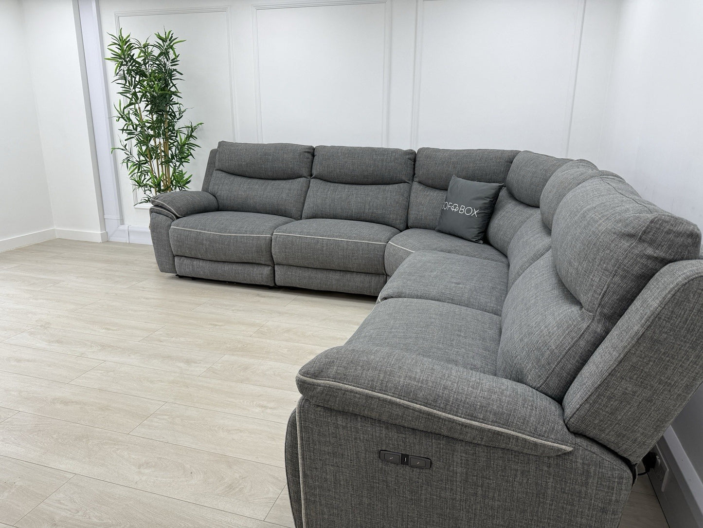 DFS Trek Power Recliner Corner Sofa In Grey