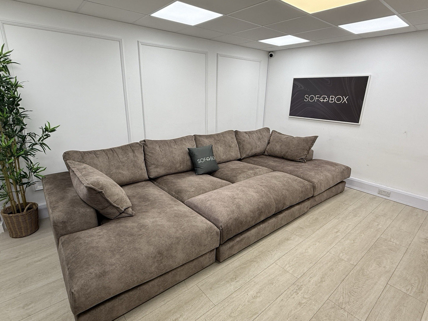 DFS Rest Large Double Ended Chaise Sofa & Bench Stool In Chocolate