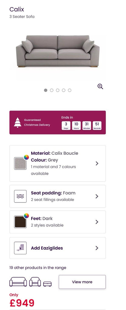 DFS Calix 3 Seater Sofa In Grey Bouclé Fabric