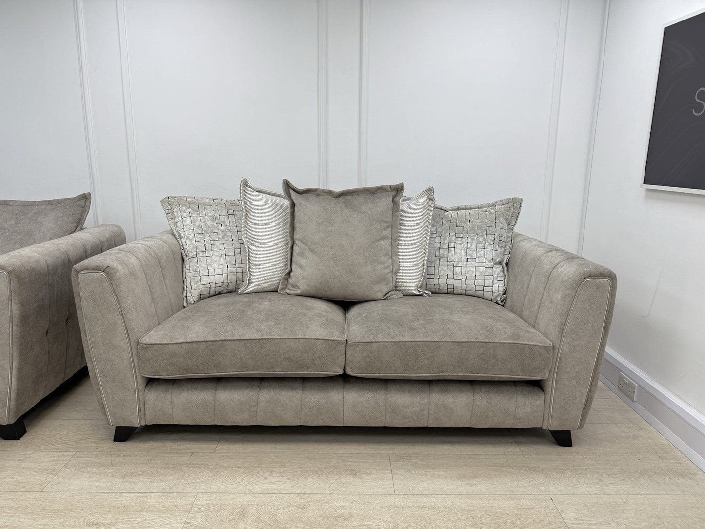 DFS Cherished 3 Seater Sofa, Chair & Footstool Set In Oatmeal