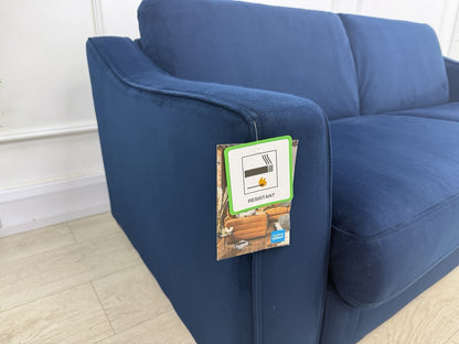 Furniture Village Optimus 3 Seater Sofa Bed In Blue Velvet Memory Foam Mattress