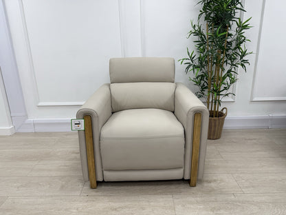 La-Z-Boy Faith Power Recliner/Headrest Armchair In Cream Leather