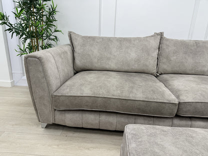DFS Cherished 4 Seater Grande Sofa & Footstool In Oatmeal