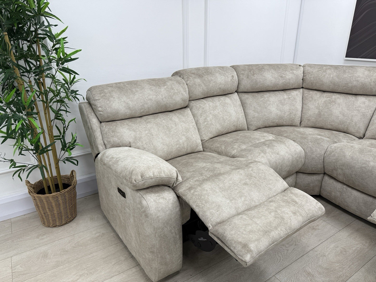 Furniture Village Moreno Power Recliner Corner Sofa In Cream Fabric