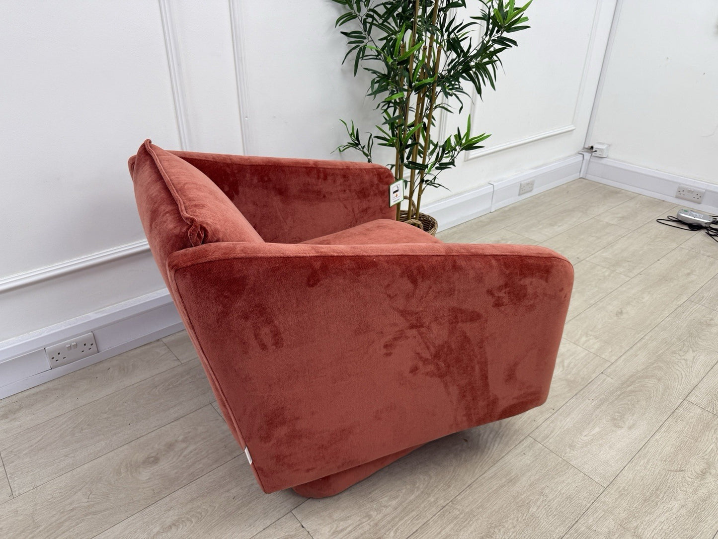 DFS French Connection Molten Swivel Accent Chair In Henna Fabric