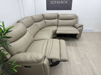 DFS Trek Power Recliner Corner Sofa In Taupe Leather
