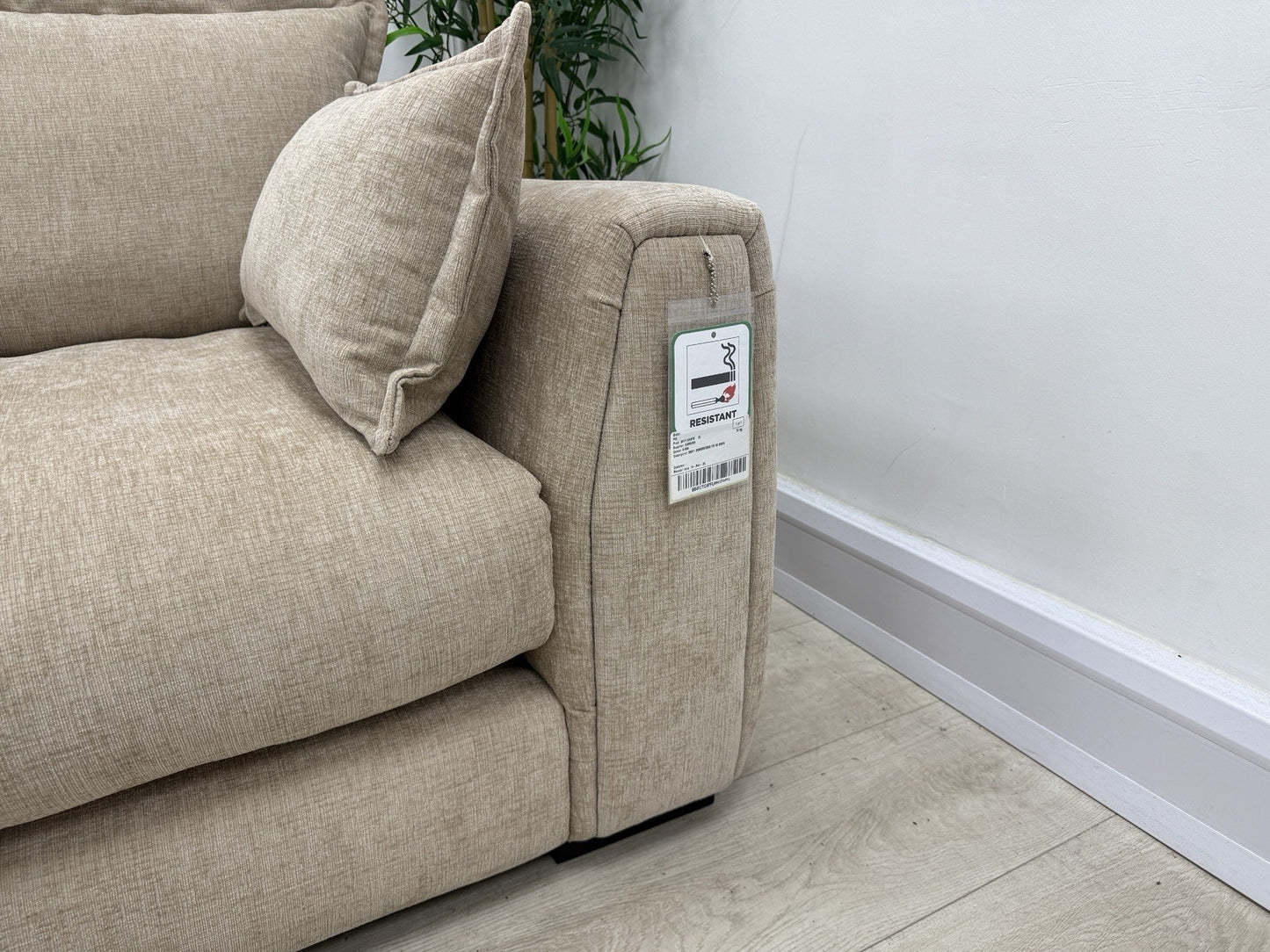 DFS Somerford 3 Seater Sofa, Armchair & Footstool In Mink Fabric