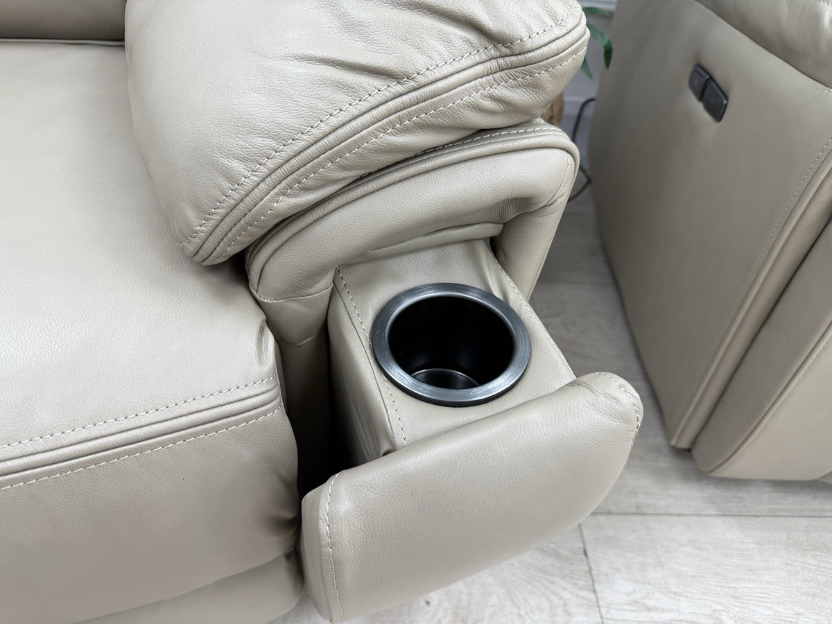 DFS Trek Power Recliner Chair In Taupe Leather