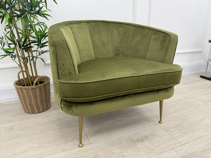 DFS Enhanced Accent Chair In Olive Velvet Fabric