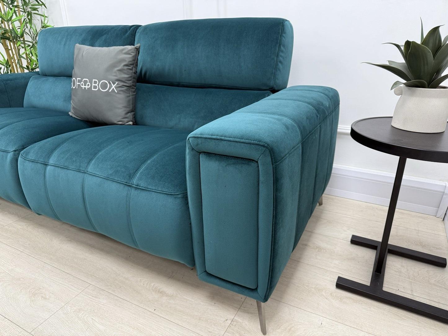 DFS Torren 3 Seater Power Recliner Sofa With Power Headrests In Teal Velvet