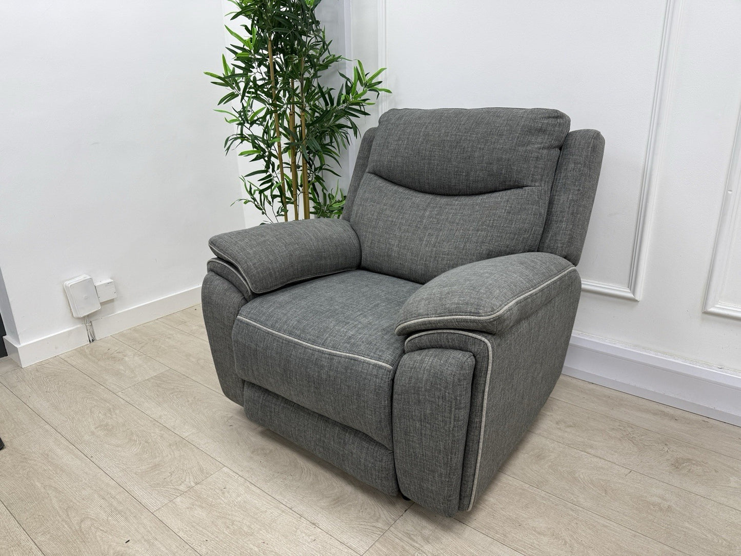 DFS Trek Power Recliner Chair In Charcoal Fabric
