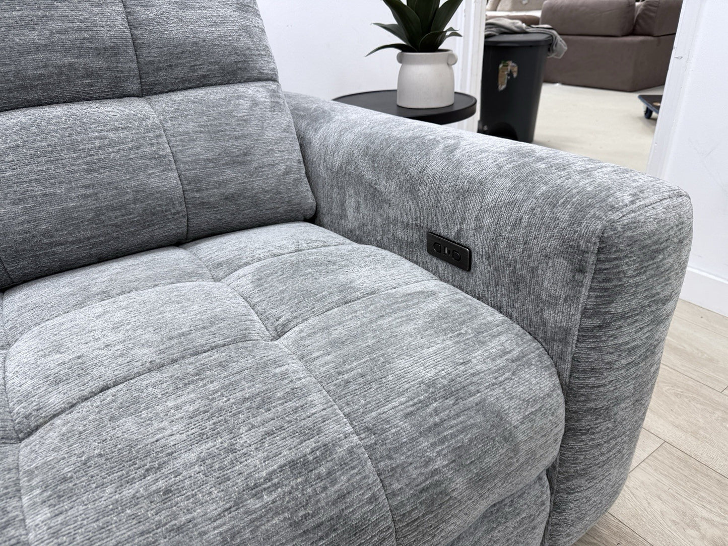 DFS Steller Power Slider Corner Sofa In Mist Grey
