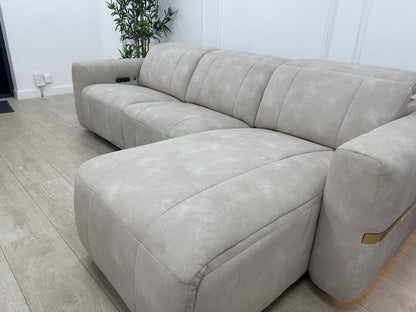 Sofology Lumiere Power Recliner 4 Seater Chaise Sofa In Lifestyle Flecked Ivory