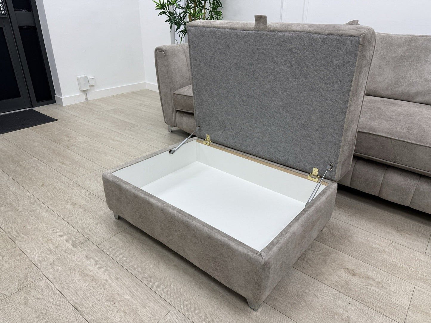 DFS Cherished 4 Seater Grande Sofa & Footstool In Oatmeal