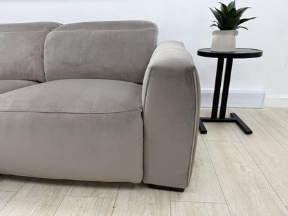 DFS Lauder Power Recliner Corner Sofa In Taupe Velvet Fabric