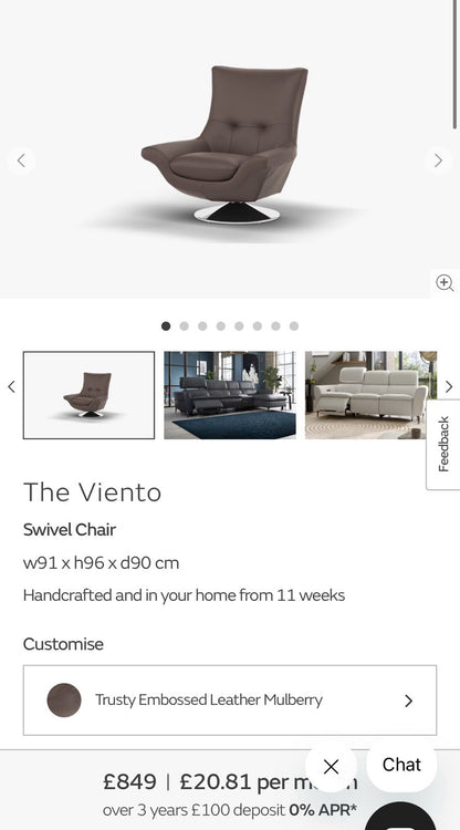 Sofology The Viento Swivel Chair In Mulberry Leather