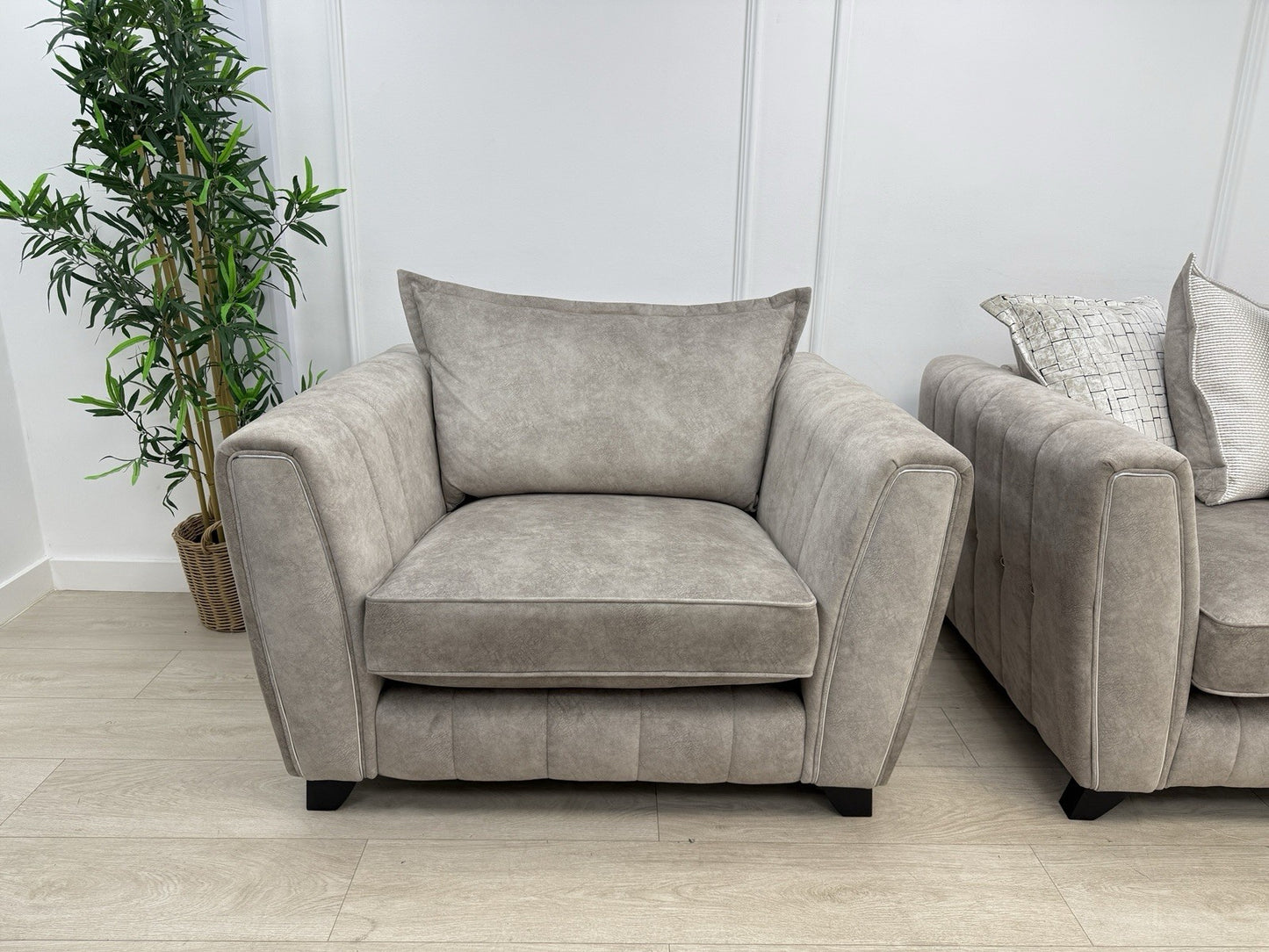 DFS Cherished 3 Seater Sofa, Chair & Footstool Set In Oatmeal